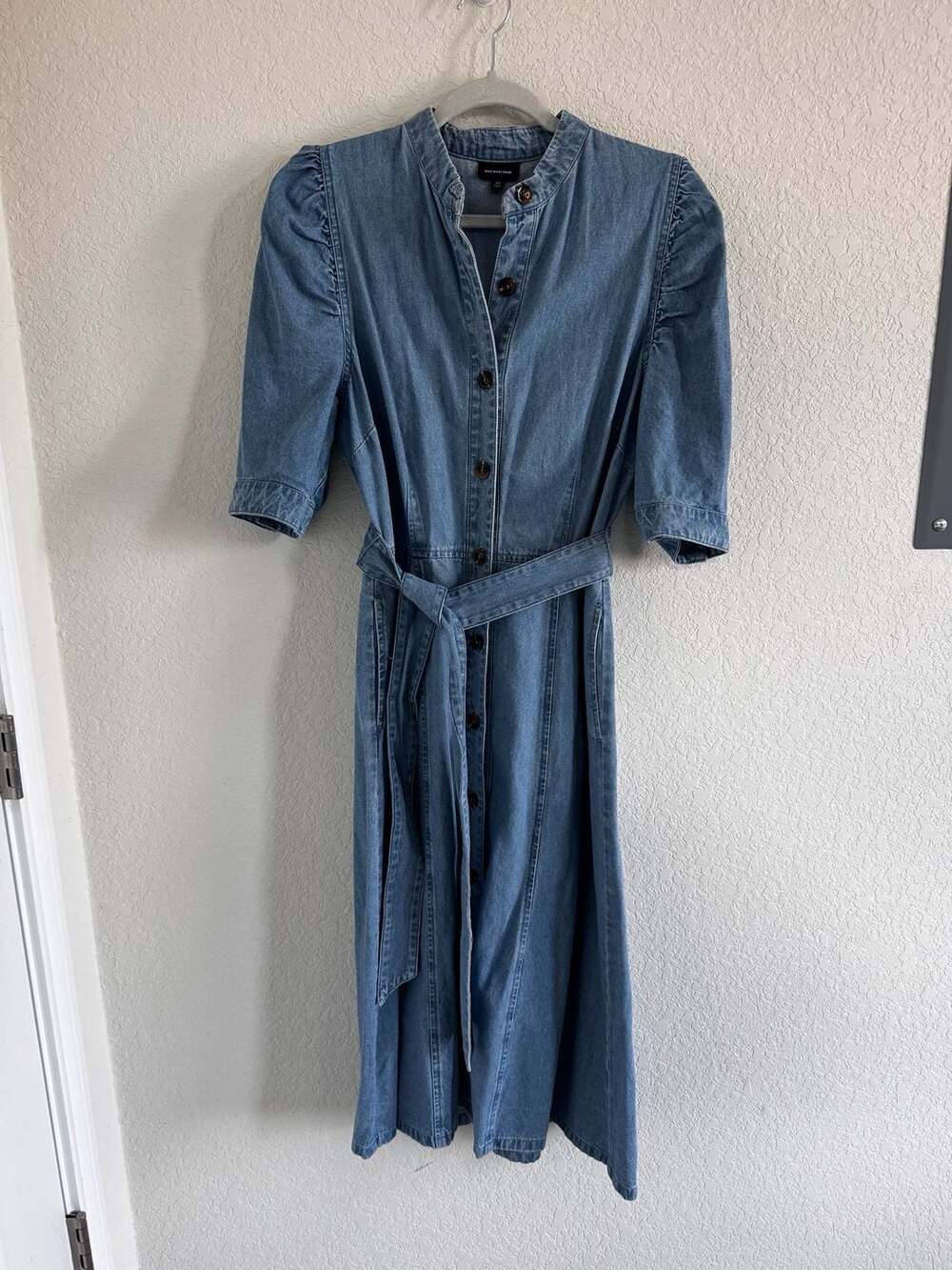 Who What Wear Denim Dress Size M Midi Belted Chambray